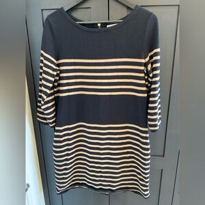 💛🖤 MICHAEL Michael Kors Women's Striped 3/4 Sleeve Dress Sz L Fits M Timeless
